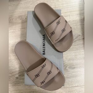 Balenciaga Dark Mink Grey/Brown Pool Slide Sandals